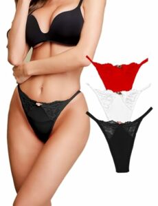 FULLJOYLOVE Lace G-String Thongs for Women Seamless Sexy Floral Underwear Breathable T-back Tangas Low Waist Briefs