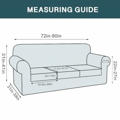 FantasDecor 4 Piece Sofa Velvet Couch Covers for 3 Cushion Stretch Slipcover with Individual Seat Cushion Elastic Furniture Protector for Pets, Machine Washable (Sofa, Deep Teal) - Image 3