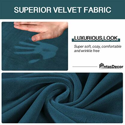 FantasDecor 4 Piece Sofa Velvet Couch Covers for 3 Cushion Stretch Slipcover with Individual Seat Cushion Elastic Furniture Protector for Pets, Machine Washable (Sofa, Deep Teal) - Image 4