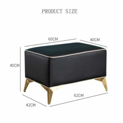 Faux Leather Ottoman Bench with Metal Legs Upholstered Seat for Dressing Table Bedroom Office Black (40 * 40 * 40Cm) - Image 3