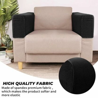 Feibety Sofa Armrest Protectors,Pack of 2 Sofa Arm Covers Thickened for Armchairs,Sofas,Non-Slip Furniture Armchair Armrest Covers Stretchy Chair Sofa Couch Arm Protector Slipcover Couches Recliner - Image 3