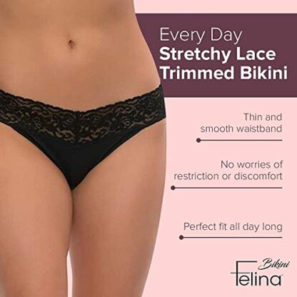 Felina Women's Stretchy Lace Bikini Underwear Style (Pack of 5) - Image 3