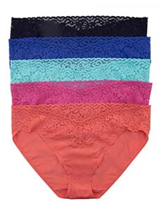Felina Women's Stretchy Lace Bikini Underwear Style (Pack of 5)