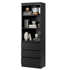 FirFurd 180cm Tall Bookcase Bookshelf with 3 Drawers and Shelves Living Room Storage Cabinet Freestanding Display Cupboard Unit Wooden