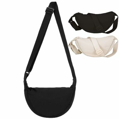 Firtink 2 Pack Crescent Bag for Women Men, Nylon Crescent Bags Dumpling Bag Hobos Crossbody Bags Purse with Adjustable Strap - Image 3