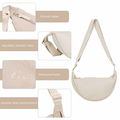 Firtink 2 Pack Crescent Bag for Women Men, Nylon Crescent Bags Dumpling Bag Hobos Crossbody Bags Purse with Adjustable Strap - Image 4