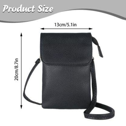 Firtink Leather Crossbody Phone Bag Black Phone Bag Small Cross Body Shoulder Bag 4 Layer Wallet Purse With Magnetic Clamshell For Women Girls - Image 3