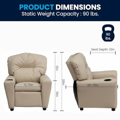 Flash Furniture Contemporary Vinyl Kids Recliner with Cup Holder - Image 3