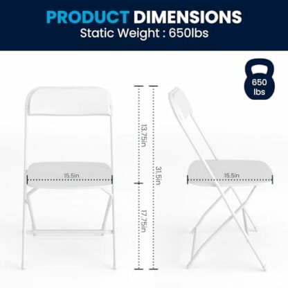 Flash Furniture Folding Chair, Pack of 10, White, 45.72 x 44.45 x 80.01 cm 3 Flash Furniture Folding Chair, Pack of 10, White, 45.72 x 44.45 x 80.01 cm - Image 3