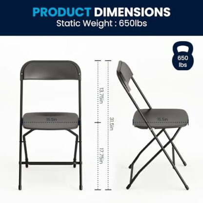 Flash Furniture Folding chair, Pack of 10, Plastic steel frame, Black, 45.72 x 44.45 x 80.01 cm 3 Flash Furniture Folding chair, Pack of 10, Plastic steel frame, Black, 45.72 x 44.45 x 80.01 cm - Image 3