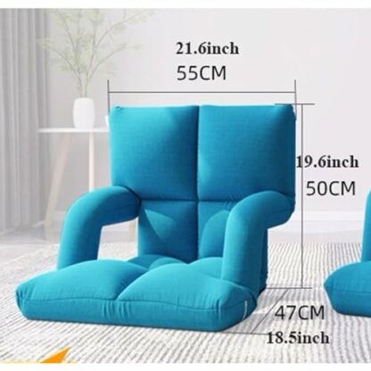 Floor Chair 6 Angle Adjustable Backrest Floor Chair with Back Support and Armrest, Folding Meditation Seating Lazy Sofa Bed Chair Tatami Chair for Adults Kids Video-Gaming Reading TV Watching Meditati - Image 4