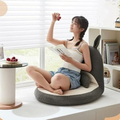 Floor Chair Cute Cartoon Legless Lazy Sofa Floor Chair Seat with 6 Gear Adjustable Back Support for Adults/Children, Single Person Meditation Chair Tatami Seat Chair Bay Window Chair Meditation Chair - Image 3