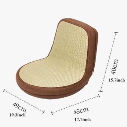 Floor Chair Japanese Style Floor Chair Padded Rattan Chair with Backrest, Meditation Chair Tatami Floor Lazy Chair Legless Chair, for Bay Window Bedroom Balcony Meditation Chair - Image 4