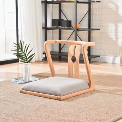 Floor Chair Lazy Bed Backrest Chair Tatami Chair, Portable Floor Chair Wooden Meditation Floor Seating with Back Support, Legless Chair Lazy Sofa for Bay Window Living Room Meditation Chair - Image 3