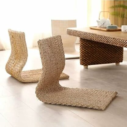 Floor Chair Rattan Woven Backrest Chair Tatami Chair Bed Seat Dormitory Bedroom Lazy Chair Legless Chair, Bay Window Chair tea room bedroom Sitting Chair Meditation Chair - Image 3