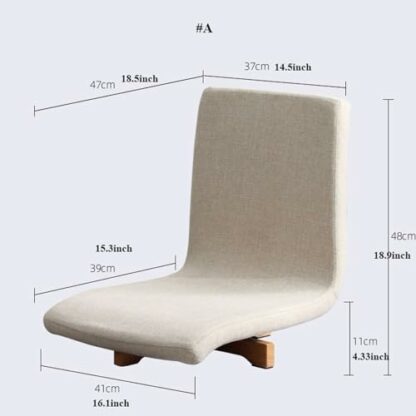 Floor Chair Rotating Tatami Chair, Floor Backrest Chair Bay Window Chair, Wood Legless Bed Chair with Cushion, Accent Meditation Floor Seat for Bay Window, Living Room, Bedroom, Balcony Meditation Cha - Image 4