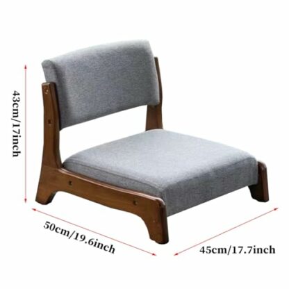 Floor Chair With Back Support and Cushion Wood Legless Tatami Chair for Meditation, Gaming, and Relaxing in Living Room or Bedroom Gray and Natural Colors Available - Image 3