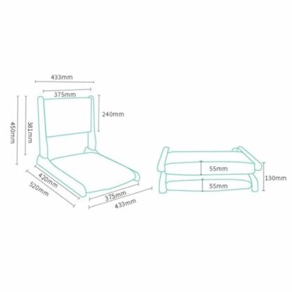 Floor Chair with Back Support, Foldable Japanese Style Floor Chair, Wood Legless Tatami Chair with Cushion, Accent Meditation Floor Seat for Bay Window, Living Room, Bedroom - Image 4