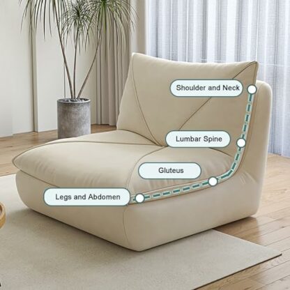 Fluffy Armless Floor Sofa Chair for Adults Easy Padded Lazy Chair for Dorm Apartment Living Room Beige 4 Fluffy Armless Floor Sofa Chair for Adults Easy Padded Lazy Chair for Dorm Apartment Living Room Beige - Image 4