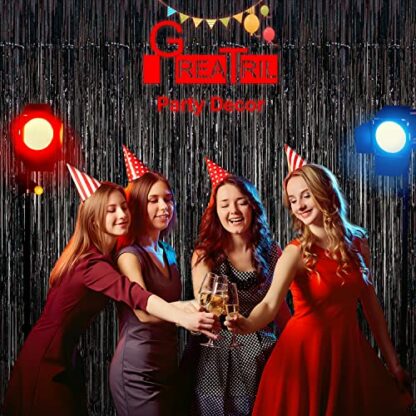 Foil Curtain for Party Decorations - Greatril Foil Fringe Tinsel Curtain Backdrop for Party Decor Birthday Decorations - Pack of 2 4 Foil Curtain for Party Decorations - Greatril Foil Fringe Tinsel Curtain Backdrop for Party Decor Birthday Decorations - Pack of 2 - Image 4