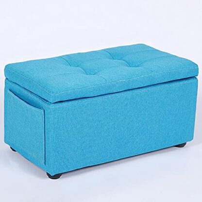 Footrest Ottoman Cotton & Linen Storage Bench,Rectangle Low Sofa Footstool,Home Padded Seat Ottoman for Entryway Bedroom Living Room,Shoe Changing Stool - Image 2