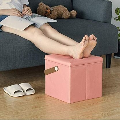 Footrest Ottoman Dressing Table Footrest Storage Stool, Home Square Storage Stool Can Be Seated into a Sofa Bench Foyer for Shoe Bench 30X30X30Cm Seat Foot Stool - Image 3