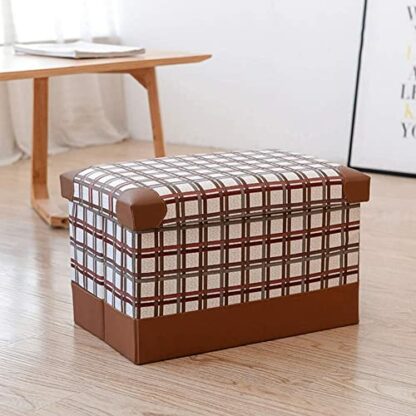 Footrest Ottoman Entryway Storage Bench Foldable Leather Storage Stool Storage Ottomans Storage Box Foot Stool 40Cm Storage Stool - Image 4