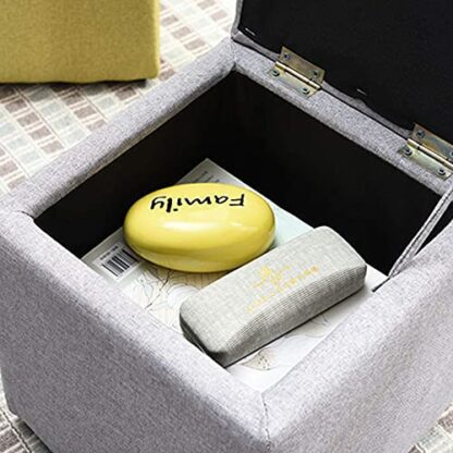 Footrest Ottoman Foot Stool 12Inch Fabric Upholstered Ottoman,Storage Bench with Hinged Lid Coffee Table Padded Seat - Image 3