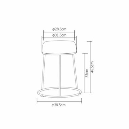 Footrest Ottoman Foot Stool Dressing Stool Round,Wrought Iron Pu Leather Shoe Bench Padded Footstool Wrought Iron Stool Living Room Sofa Bench Dining Stool,Black - Image 3