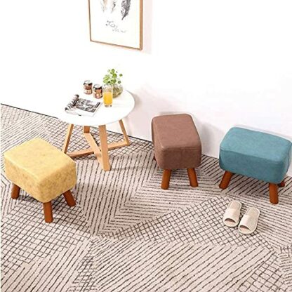 Footrest Ottoman Foot Stool Dressing Table Footrest Sofa Stool, Home Living Room Shoes Bench Solid Wood Square Stool Sofa Ottoman 40X34Cm Seat Storage Footst Home Decor - Image 3