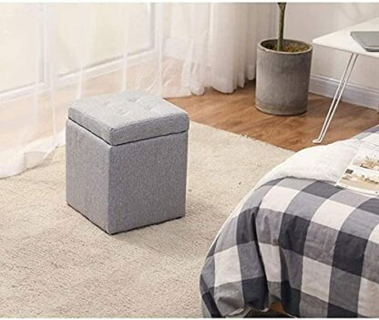Footrest Ottoman Foot Stool Dressing Table Footrest Storage Stool, Fabric Storage Stool Shoe Bench Home Living Room Small Apartment Stool Ottoman 30 * 30 * 35Cm Seat Storage Home Decor - Image 3