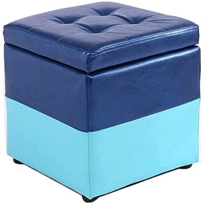 Footrest Ottoman Foot Stool Dressing Table Footrest Storage Stool, Leather Storage Stool Home Living Room Change Shoes Stool Foyer Sofa Bench 40X40X40Cm Seat Storage Home Decor - Image 2