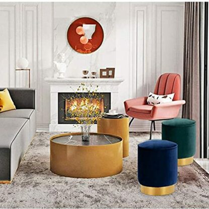 Footrest Ottoman Foot Stool Fabric Ottoman Pouffe Foot Stool round Metal Seat Bottom Living Room Bedroom Porch Shoe Changing Stools, Home Decor Chair - Image 3