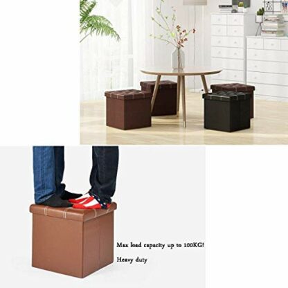 Footrest Ottoman Foot Stool Foldable Foot Stool Folding Storage Box Chair Square Ottoman with Lid Support Upholstered Footrest for Hallway Living Room - Image 4