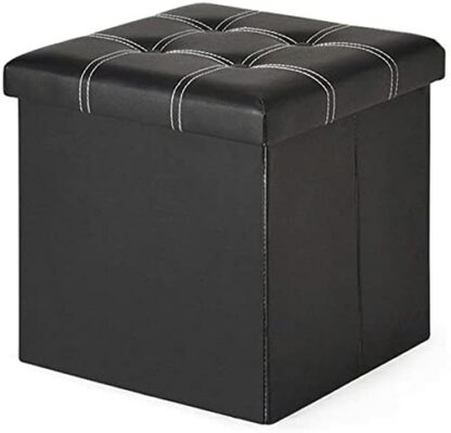 Footrest Ottoman Foot Stool Foldable Foot Stool Folding Storage Box Chair Square Ottoman with Lid Support Upholstered Footrest for Hallway Living Room - Image 2