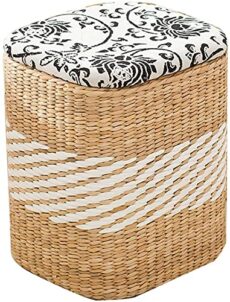 Footrest Ottoman Foot Stool Footstools & Ottomans Square Footstool,Rattan Storage Foot Stool for Balcony Bedroom Entrance Hall Storage Ottoman Home Decor Chair
