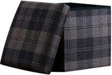 Footrest Ottoman Foot Stool Ottoman Storage Boxes,Square Stool with Storage Box/Storage Box/Detachable Cover/Coarse Linen Padded Seat 30 X 30 X 30 Cm,Blue Home Decor Chair