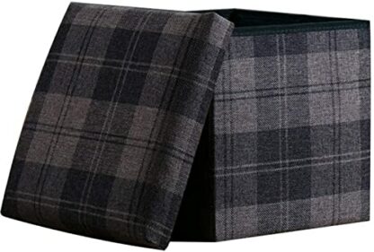 Footrest Ottoman Foot Stool Ottoman Storage Boxes,Square Stool with Storage Box/Storage Box/Detachable Cover/Coarse Linen Padded Seat 30 X 30 X 30 Cm,Blue Home Decor Chair - Image 2