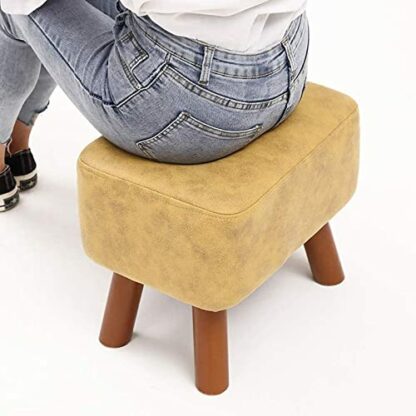 Footrest Ottoman Foot Stool Ottomans Foot Stool with Legs, Footrest Stool Square, Foot Rest Stools Wooden with Padded Seat - Low Short Upholstered Makeup Vanity Stool Chair - Image 4