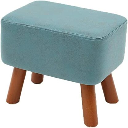 Footrest Ottoman Foot Stool Ottomans Foot Stool with Legs, Footrest Stool Square, Foot Rest Stools Wooden with Padded Seat - Low Short Upholstered Makeup Vanity Stool Chair - Image 2