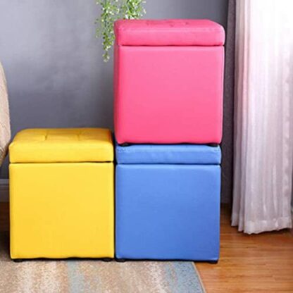 Footrest Ottoman Foot Stool Ottomans Stool Seat with Storage, Square Pouf, Portable Foot Stool - for Living Room Bedroom Small Space 30X30X35Cm - Image 3