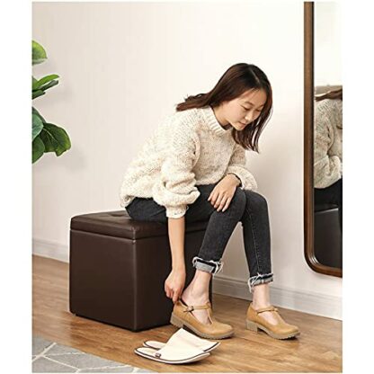 Footrest Ottoman Foot Stool Pu Storage Ottoman,Waterproof Chest,With High Elastic Sponge Storage Bench,Cube Padded Footrest Storage Chest for Home-Black 40X40X40Cm Home Decor Stoo - Image 3