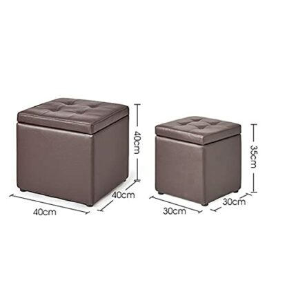 Footrest Ottoman Foot Stool Pu Storage Ottoman,Waterproof Chest,With High Elastic Sponge Storage Bench,Cube Padded Footrest Storage Chest for Home-Black 40X40X40Cm Home Decor Stoo - Image 4