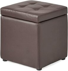 Footrest Ottoman Foot Stool Pu Storage Ottoman,Waterproof Chest,With High Elastic Sponge Storage Bench,Cube Padded Footrest Storage Chest for Home-Black 40X40X40Cm Home Decor Stoo