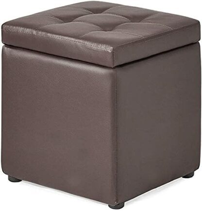 Footrest Ottoman Foot Stool Pu Storage Ottoman,Waterproof Chest,With High Elastic Sponge Storage Bench,Cube Padded Footrest Storage Chest for Home-Black 40X40X40Cm Home Decor Stoo - Image 2