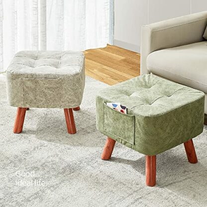 Footrest Ottoman Foot Stool Small Foot Stool, Elastic Sponge Filling Upholstered Indoor Home Low Stool with Anti-Slip Foot Pad, 40Cmx40Cmx34Cm Home Decor Chair - Image 3