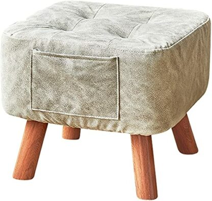 Footrest Ottoman Foot Stool Small Foot Stool, Elastic Sponge Filling Upholstered Indoor Home Low Stool with Anti-Slip Foot Pad, 40Cmx40Cmx34Cm Home Decor Chair - Image 2