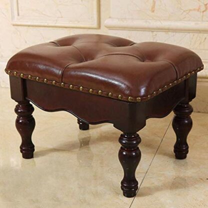 Footrest Ottoman Foot Stool Sofa Stool Leather round Ottoman with Storage Drawer Bedside Table Bedroom Living Room,4 Colors - Image 3
