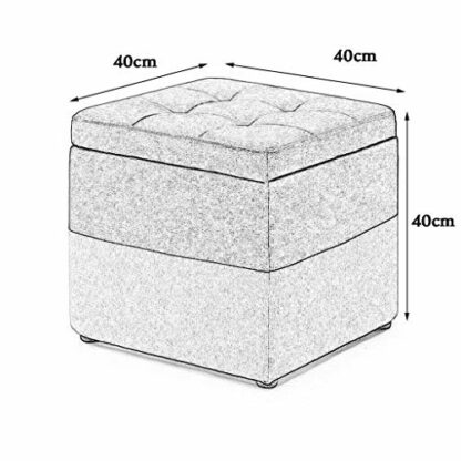 Footrest Ottoman Foot Stool Storage Box Chair Foot Stool Square Ottoman with Lid and Removable Linen Cover Upholstered Footrest for Living Room Hallway 30X30X35Cm Home Decor - Image 4
