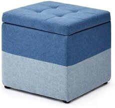 Footrest Ottoman Foot Stool Storage Box Chair Foot Stool Square Ottoman with Lid and Removable Linen Cover Upholstered Footrest for Living Room Hallway 30X30X35Cm Home Decor